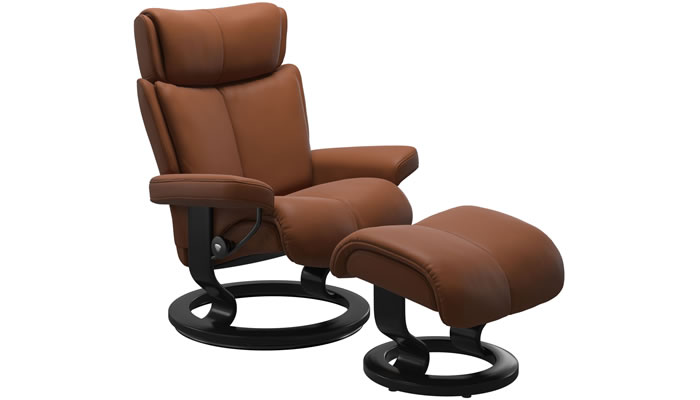 Stressless Magic with Classic Base and Stool in Paloma New Cognac Leather